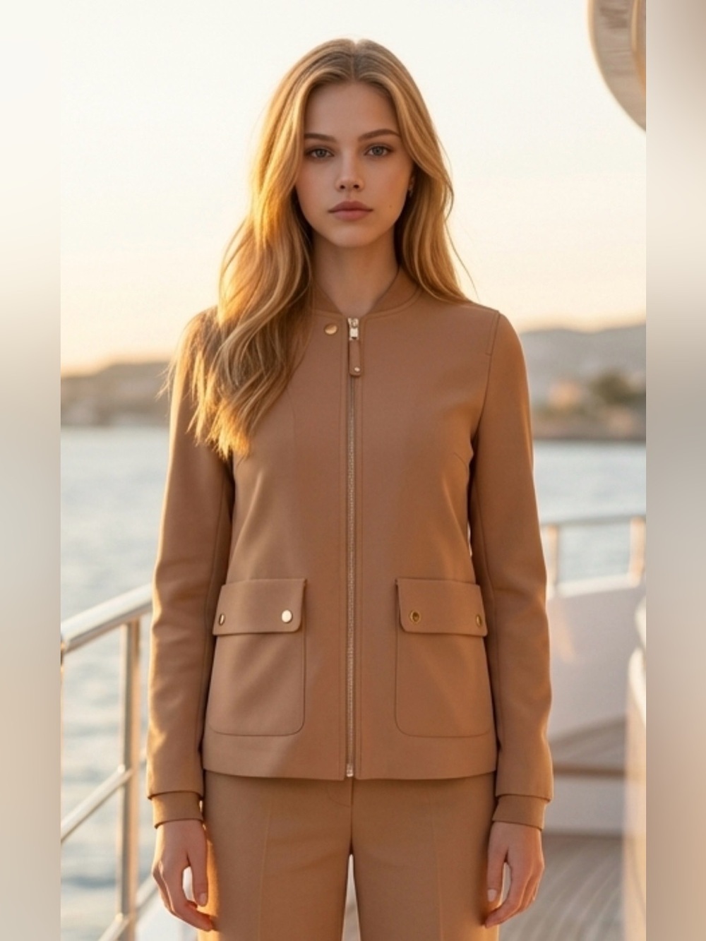 H&M Tan Zip-Front  Jacket